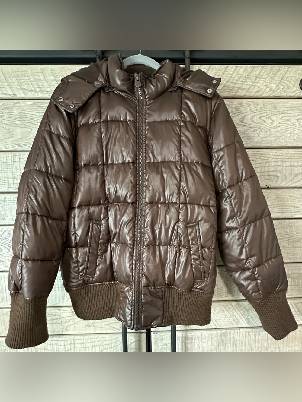 Old Navy Brown Hooded Puffer Jacket - Women XXL